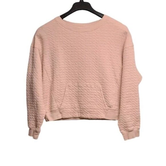 All In Motion Womens Small Pink Quilted Cropped Dolman Sleeve Sweatshirt Casual - Picture 1 of 6